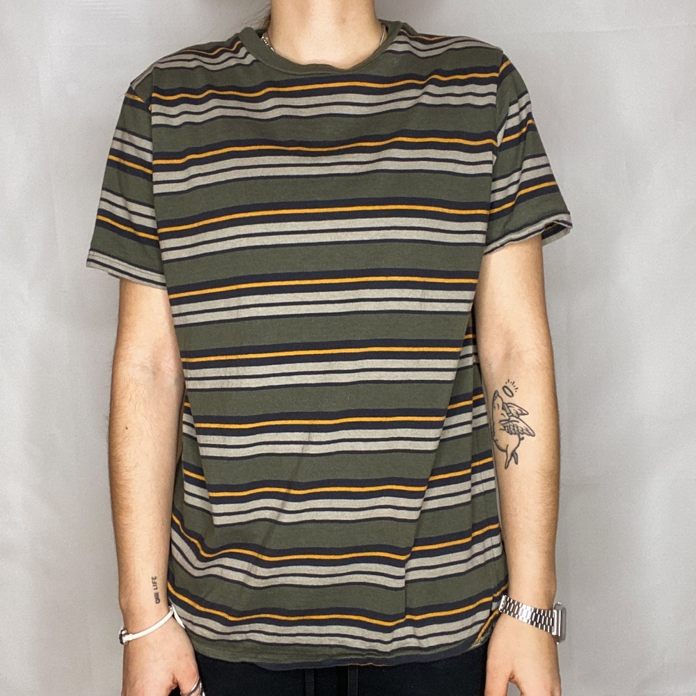 Westy Stripped T-Shirt Green Yellow Navy